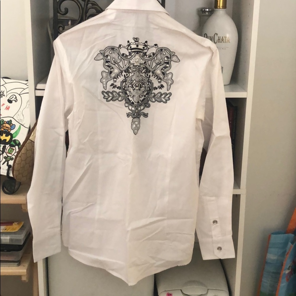 Stage wear white long sleeve shirt